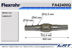 Flexrohr 42mm x 400mm Verstärkt mit Anschlußrohr LRT-FA42400Q