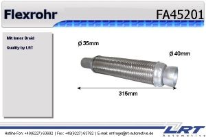 Flexrohr 45mm x 201mm mit Anschlußrohr LRT-FA45201