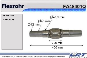 Flexrohr 48mm x 401mm Verstärkt mit Anschlussrohr LRT-FA48401Q