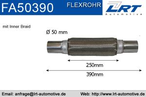 Flexrohr mit Anschlussrohr i 50mm l 390mm LRT-FA50390