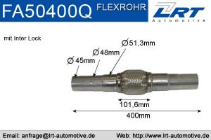Flexrohr 50mm x 400mm Verstärkt mit Anschlußrohr LRT-FA50400Q