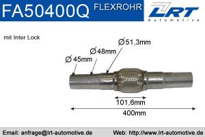 Flexrohr 50mm x 400mm Verstärkt mit Anschlußrohr LRT-FA50400Q