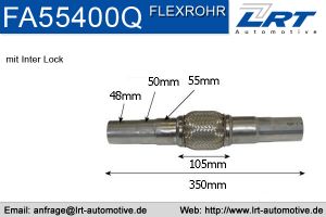 Flexrohr 55mm x 400mm Verstärkt mit Anschlußrohr LRT-FA55400Q