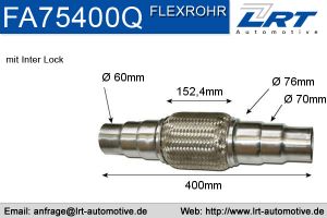 Flexrohr 75mm x 400mm Verstärkt mit Anschlussrohr LRT-FA75400Q