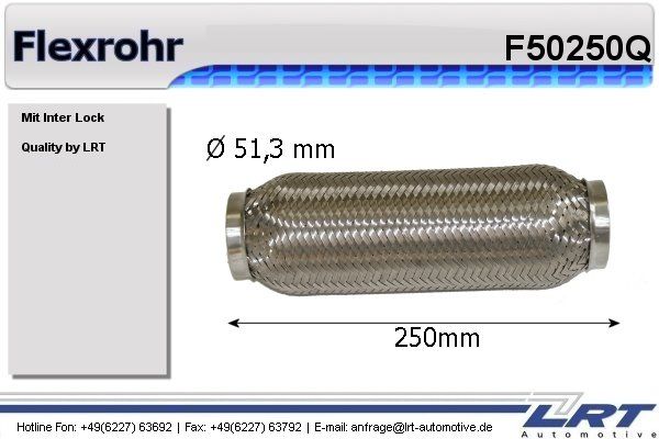 Flexrohr verstärkt innen: 50mm länge: 250mm LRT-F50250Q