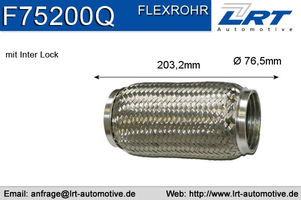 Flexrohr verstärkt innendurchmesser: 76,5 mm länge: 200mm LRT-F75200Q