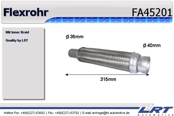 Flexrohr 40mm x 274mm mit Anschlußrohr LRT-FA40274