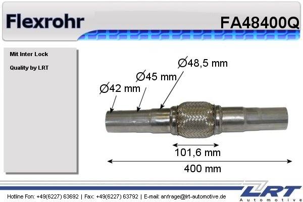 Flexrohr mit Anschlussrohr innen: 50mm länge: 340mm LRT-FA50340