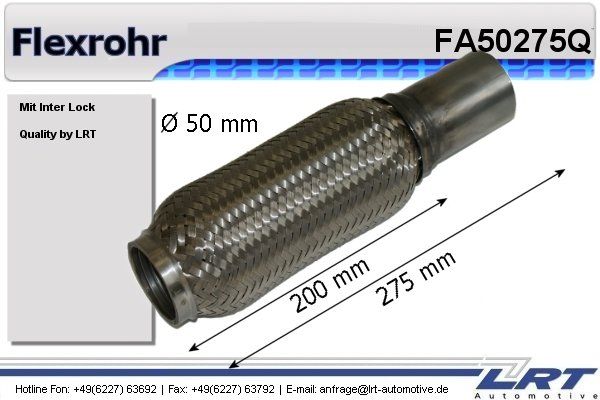 Flexrohr mit Anschlussrohr innen: 50mm länge: 340mm LRT-FA50340