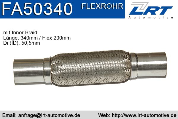 Flexrohr mit Anschlussrohr innen: 50mm länge: 340mm LRT-FA50340