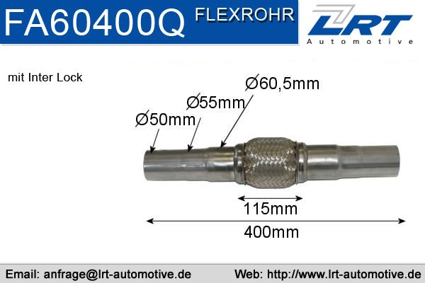 Flexrohr mit Anschlussrohr verstärkt innen: 60mm länge: 400mmLRT-FA60400Q