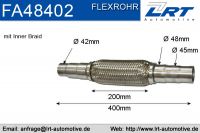 Flexrohr mit Anschlussrohr i 48mm l 402mm LRT-FA48402